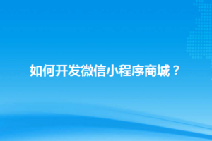 如何开发微信小程序商城?-Shenshop社交新零售电商系统
